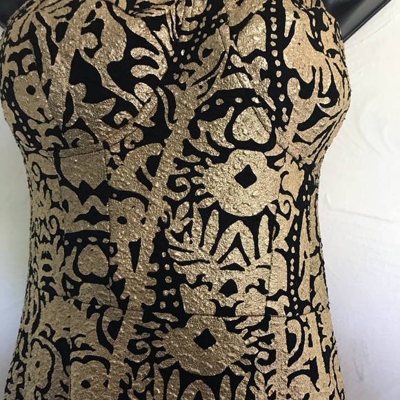 Gianni Bono Gold/ Black Metallic Dress - Picture 3 of 5